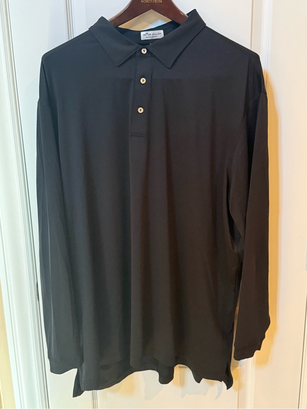 Peter Millar Black Long Sleeve Polo